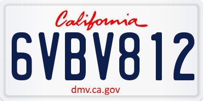 CA license plate 6VBV812