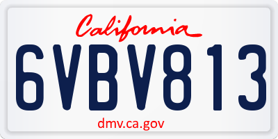 CA license plate 6VBV813