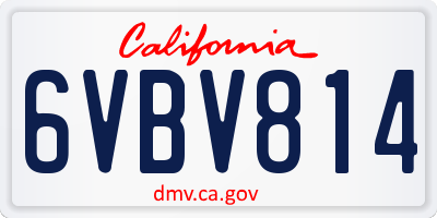 CA license plate 6VBV814