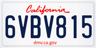 CA license plate 6VBV815