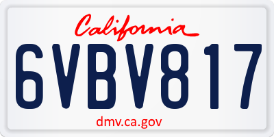 CA license plate 6VBV817