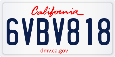 CA license plate 6VBV818