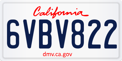 CA license plate 6VBV822
