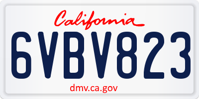 CA license plate 6VBV823