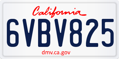 CA license plate 6VBV825