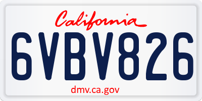 CA license plate 6VBV826