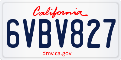 CA license plate 6VBV827
