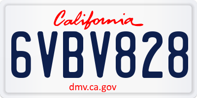 CA license plate 6VBV828