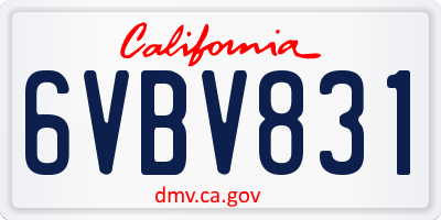 CA license plate 6VBV831