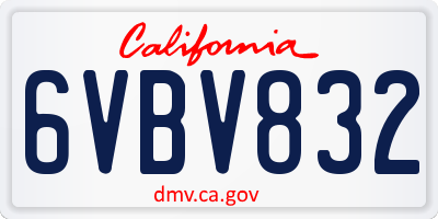 CA license plate 6VBV832
