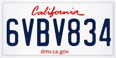 CA license plate 6VBV834