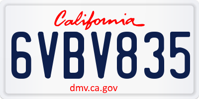 CA license plate 6VBV835