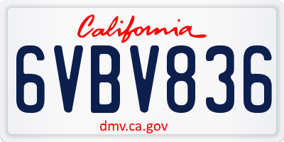 CA license plate 6VBV836