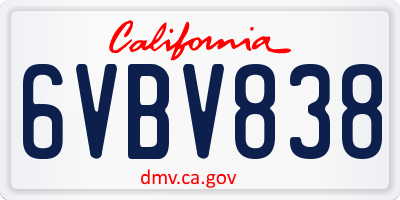 CA license plate 6VBV838