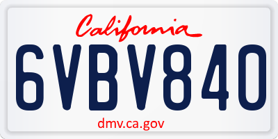CA license plate 6VBV840