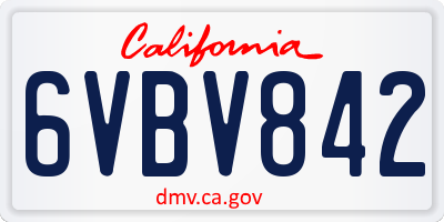 CA license plate 6VBV842