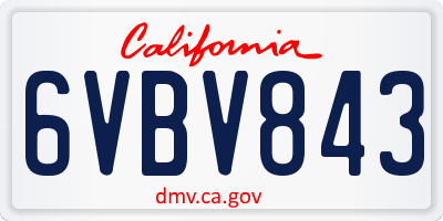 CA license plate 6VBV843