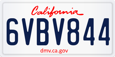 CA license plate 6VBV844