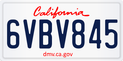 CA license plate 6VBV845