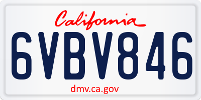 CA license plate 6VBV846