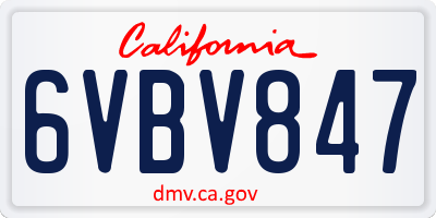 CA license plate 6VBV847