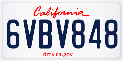 CA license plate 6VBV848