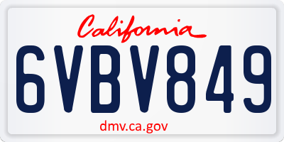CA license plate 6VBV849