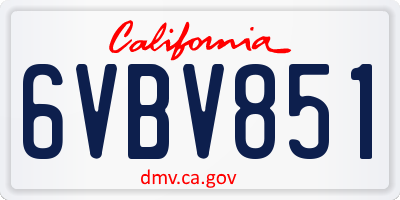 CA license plate 6VBV851