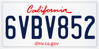 CA license plate 6VBV852