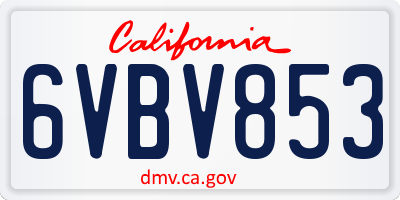 CA license plate 6VBV853