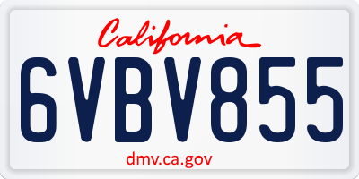 CA license plate 6VBV855