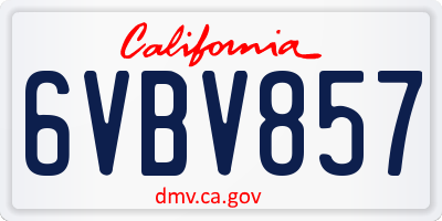CA license plate 6VBV857