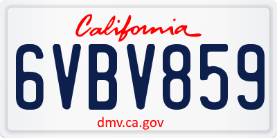 CA license plate 6VBV859