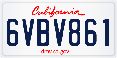 CA license plate 6VBV861