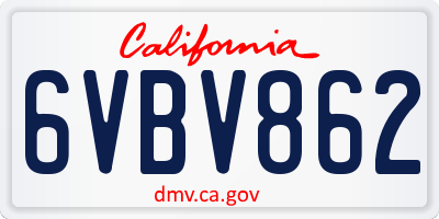 CA license plate 6VBV862
