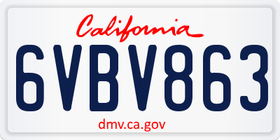 CA license plate 6VBV863