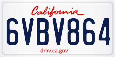 CA license plate 6VBV864