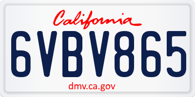 CA license plate 6VBV865