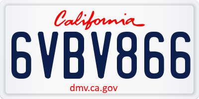 CA license plate 6VBV866