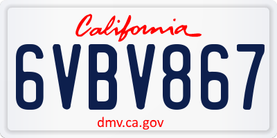 CA license plate 6VBV867