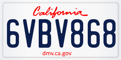 CA license plate 6VBV868
