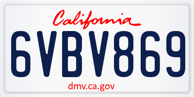 CA license plate 6VBV869