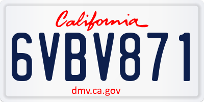 CA license plate 6VBV871