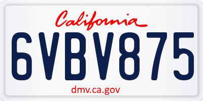 CA license plate 6VBV875