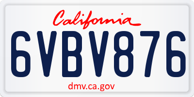 CA license plate 6VBV876