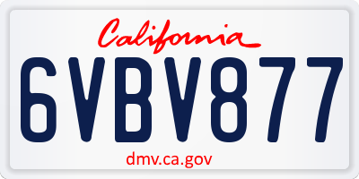 CA license plate 6VBV877
