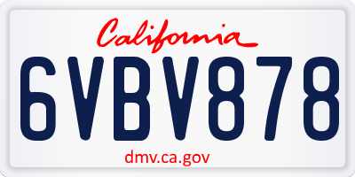 CA license plate 6VBV878