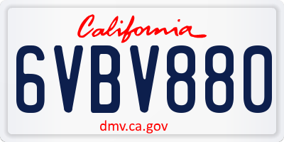 CA license plate 6VBV880