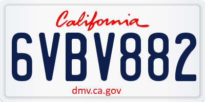 CA license plate 6VBV882