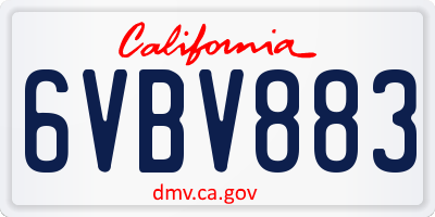 CA license plate 6VBV883